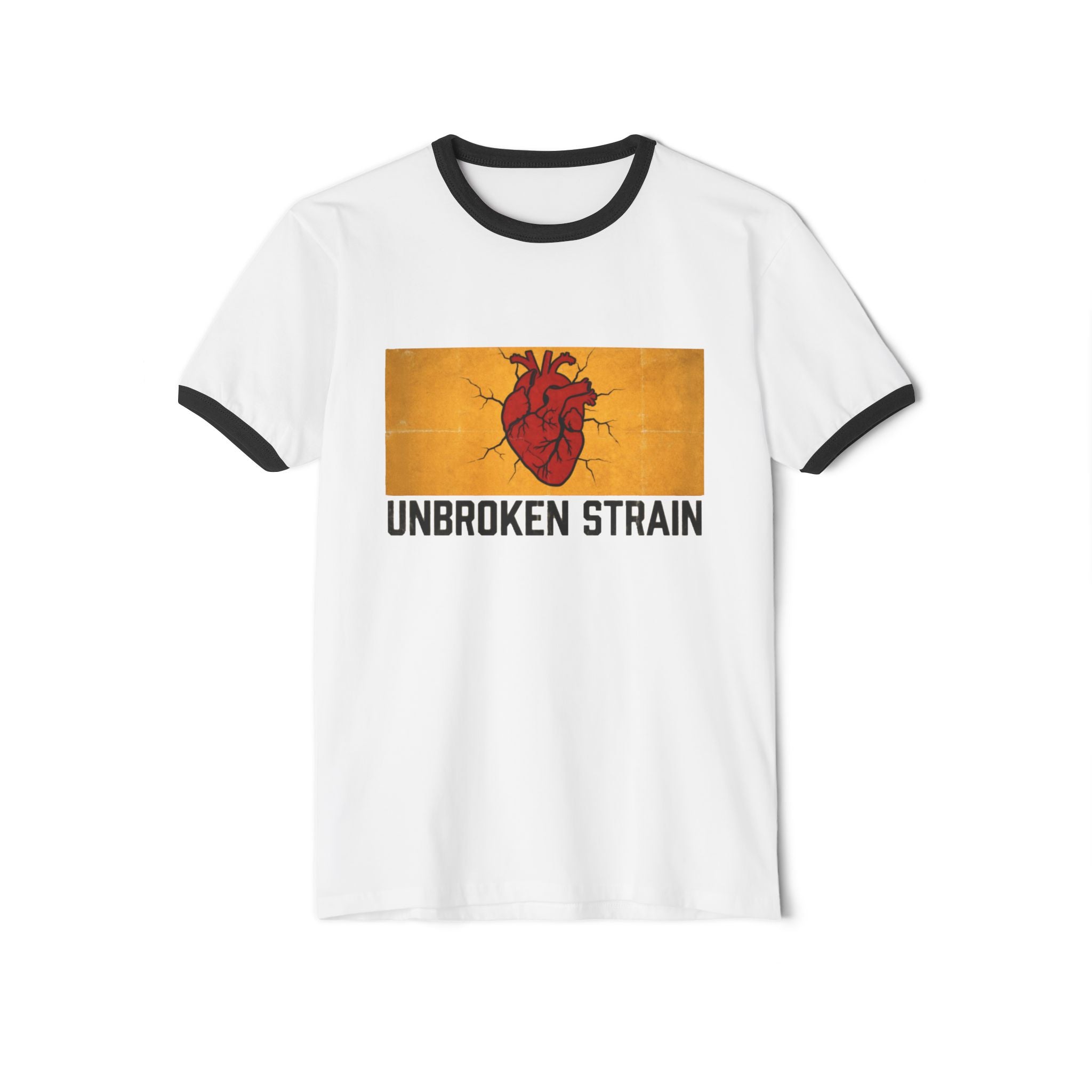 Unbroken Strain Ringer T-Shirt — Vintage Anatomical Heart Graphic