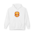 Skull Patch Hoodie — Minimal Orange Retro Skull Graphic