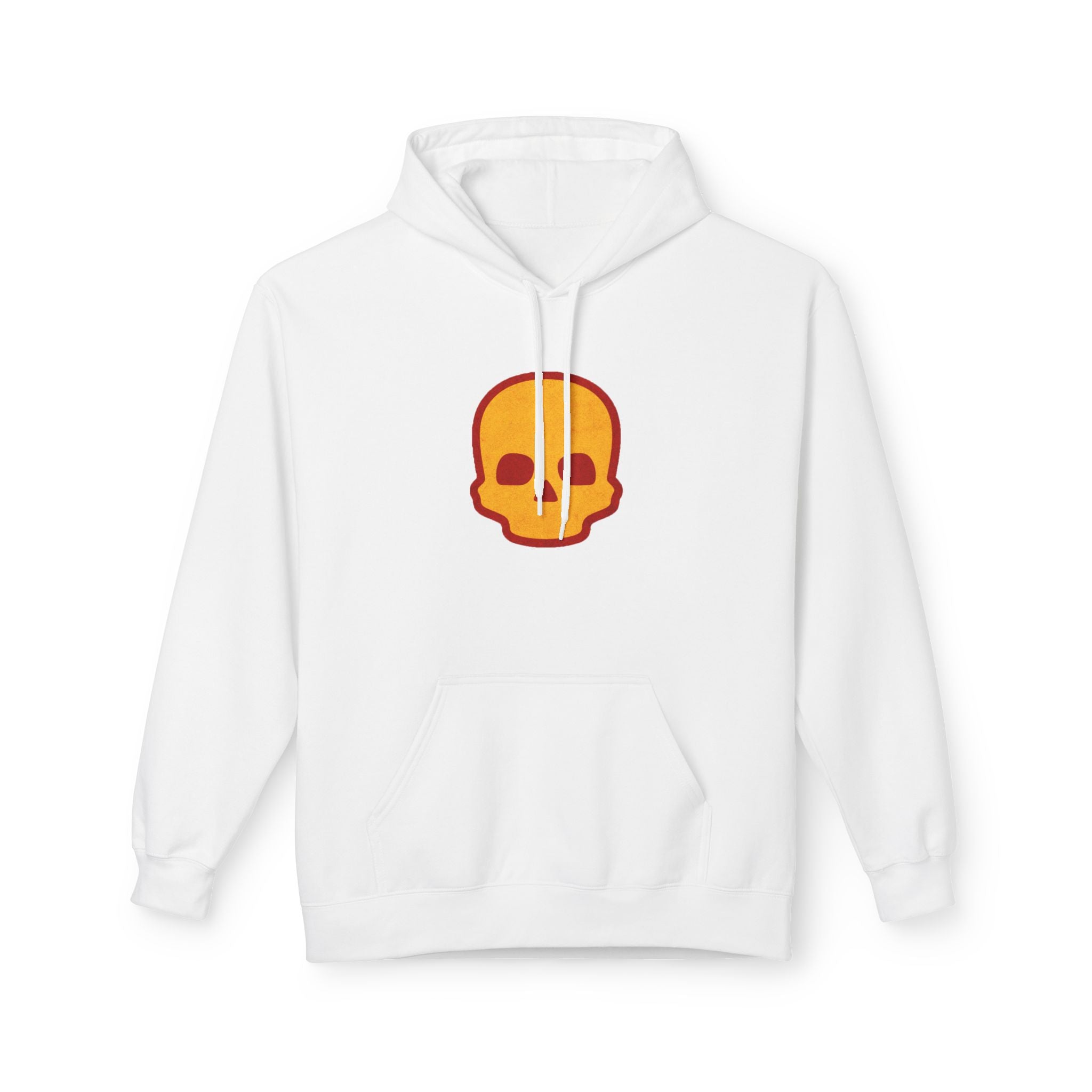 Skull Patch Hoodie — Minimal Orange Retro Skull Graphic
