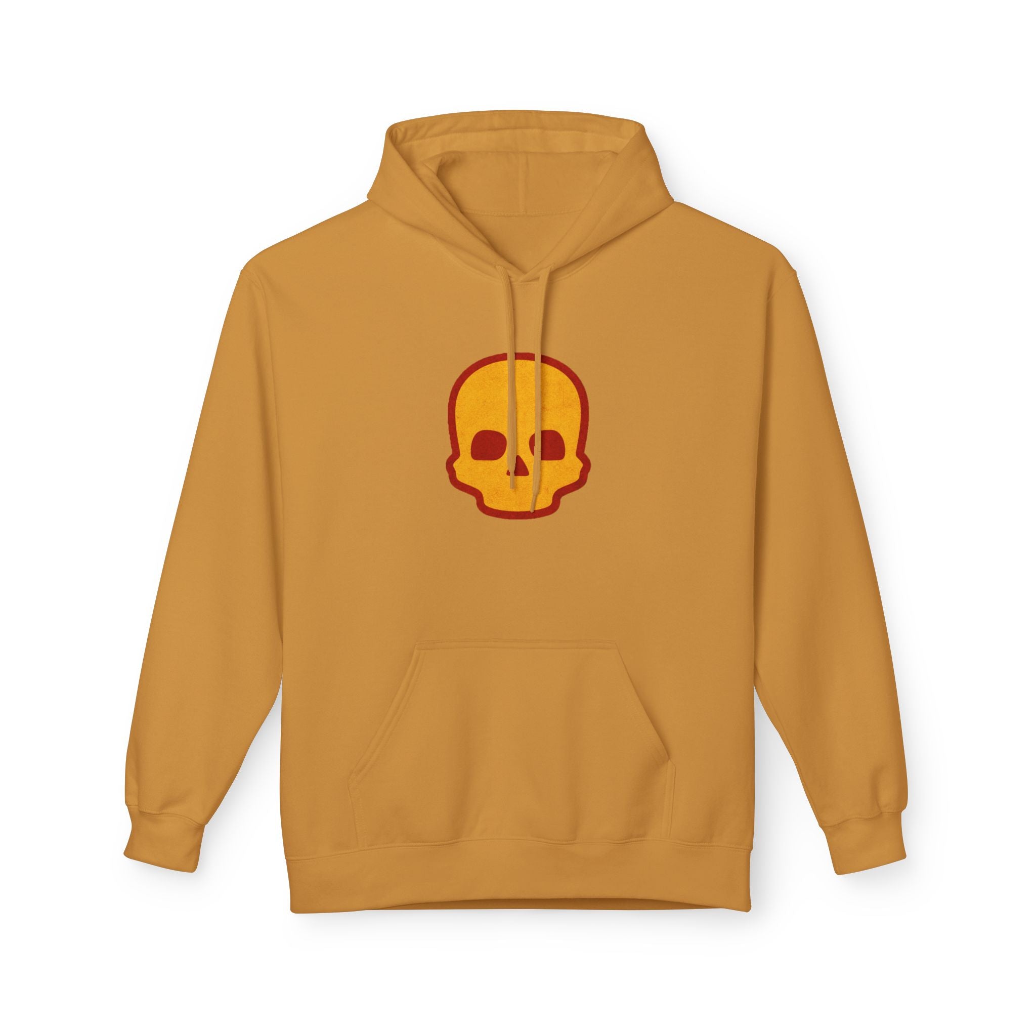 Skull Patch Hoodie — Minimal Orange Retro Skull Graphic